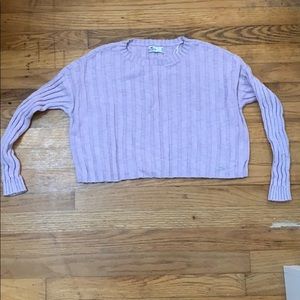cropped ripped lavender sweater